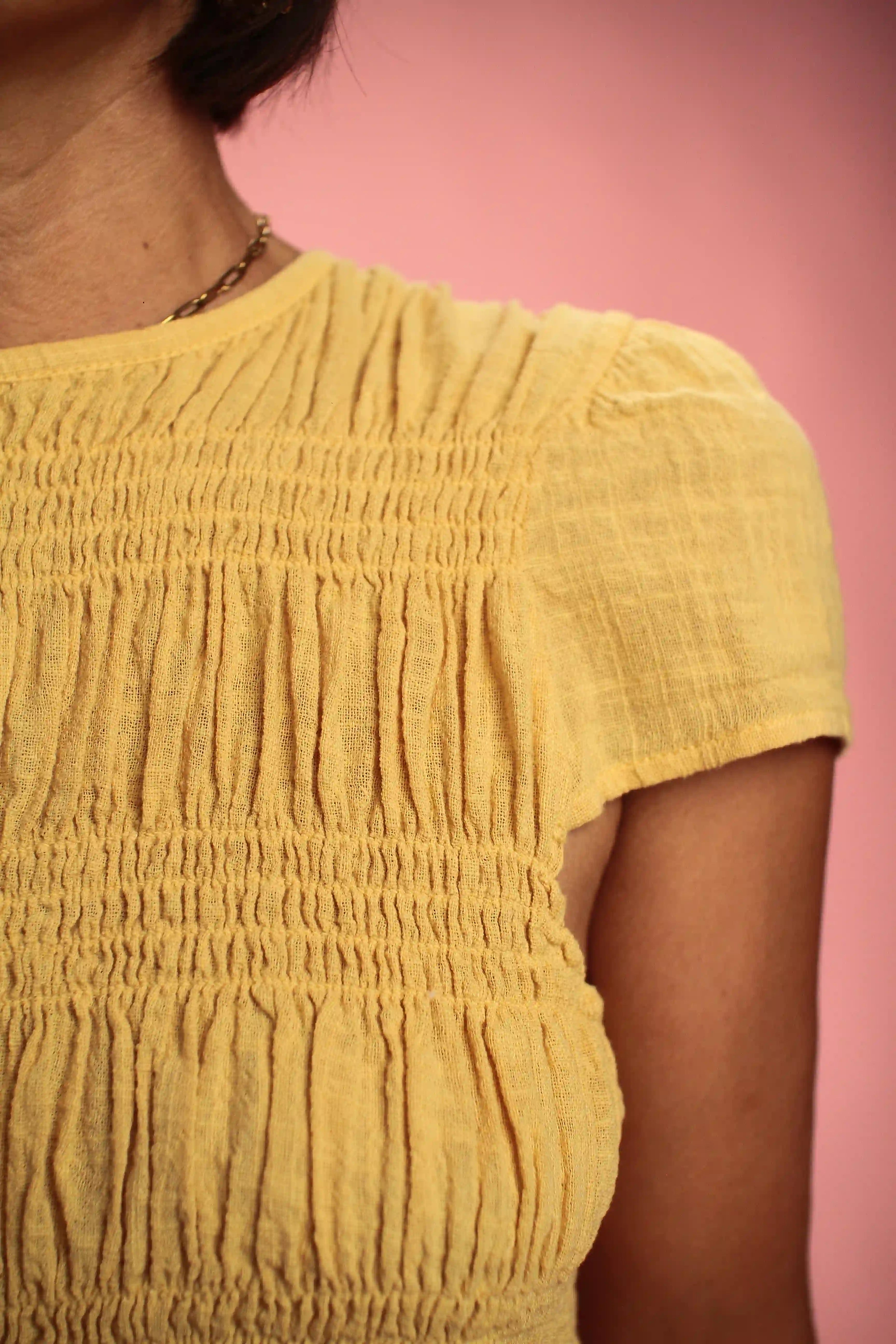 Top Garza coton jaune