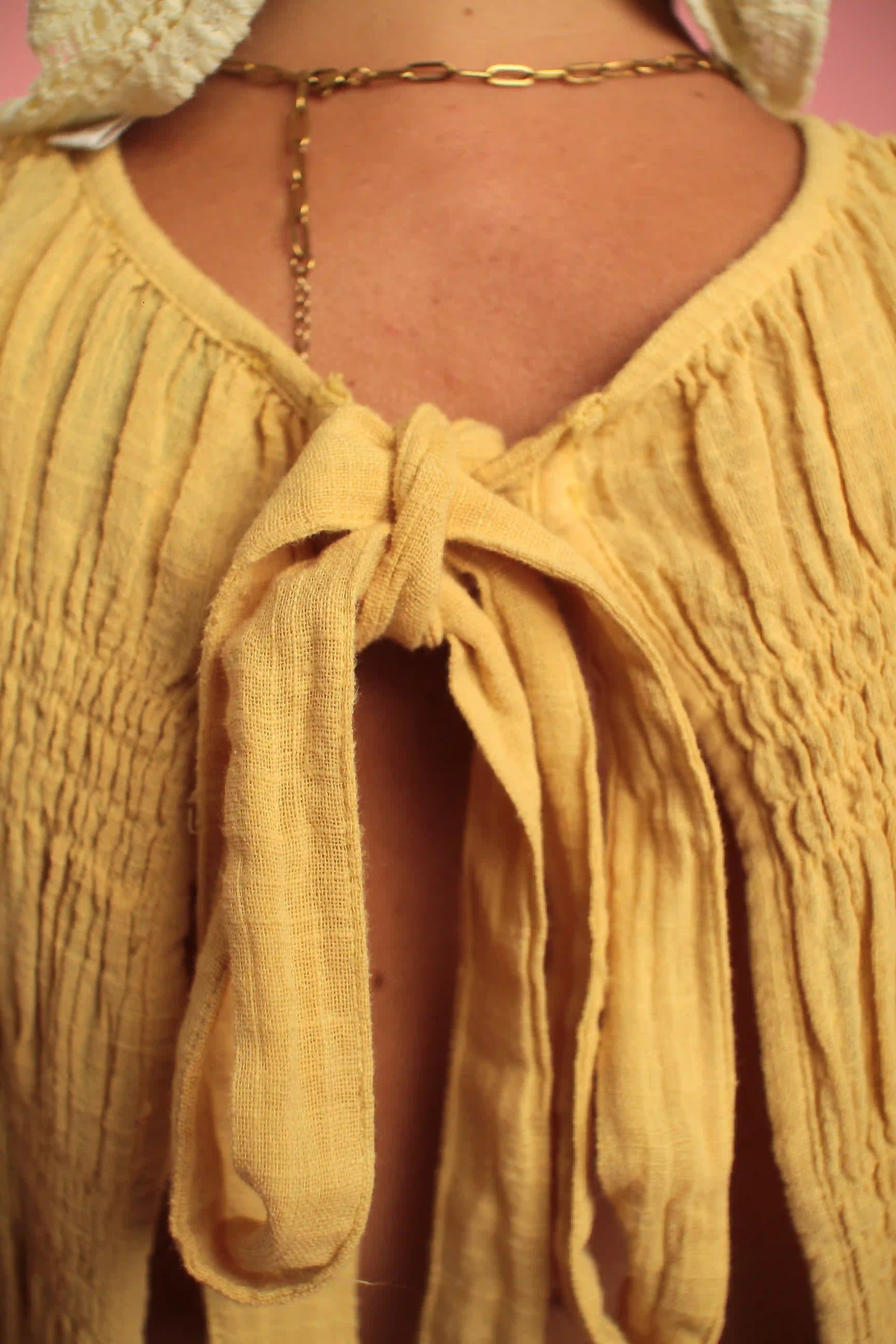Top Garza coton jaune