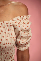 Robe Sylvia beige à pois