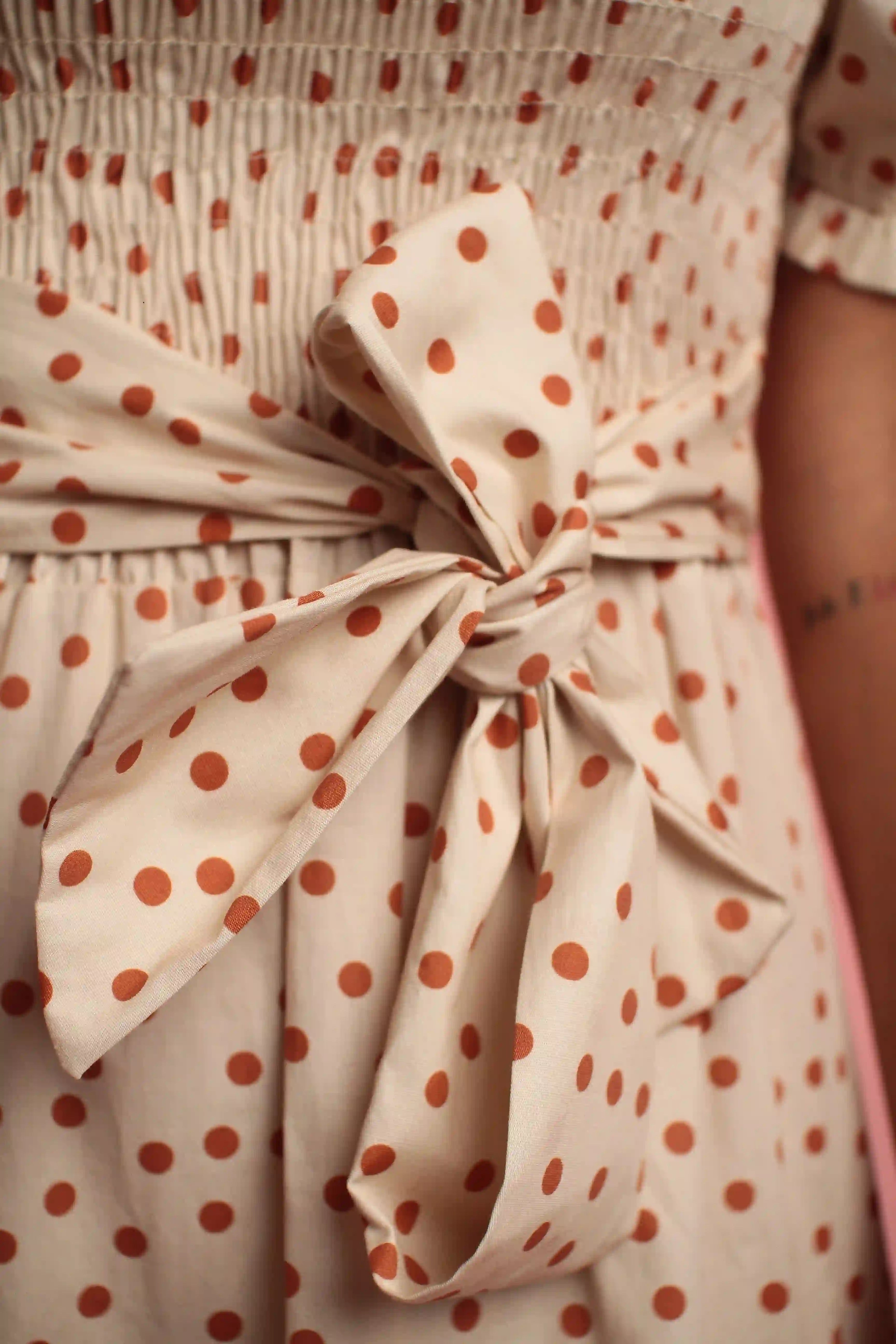 Robe Sylvia beige à pois