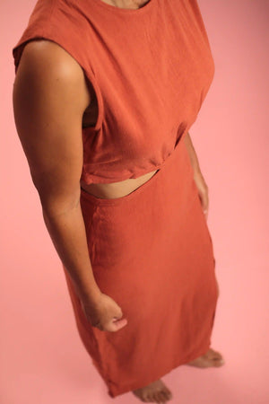 Robe Monica brique lin viscose