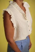 Top Rosa Ecru en lin