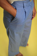 Pantalon Dustin Coton Rayée Bleu/blanc