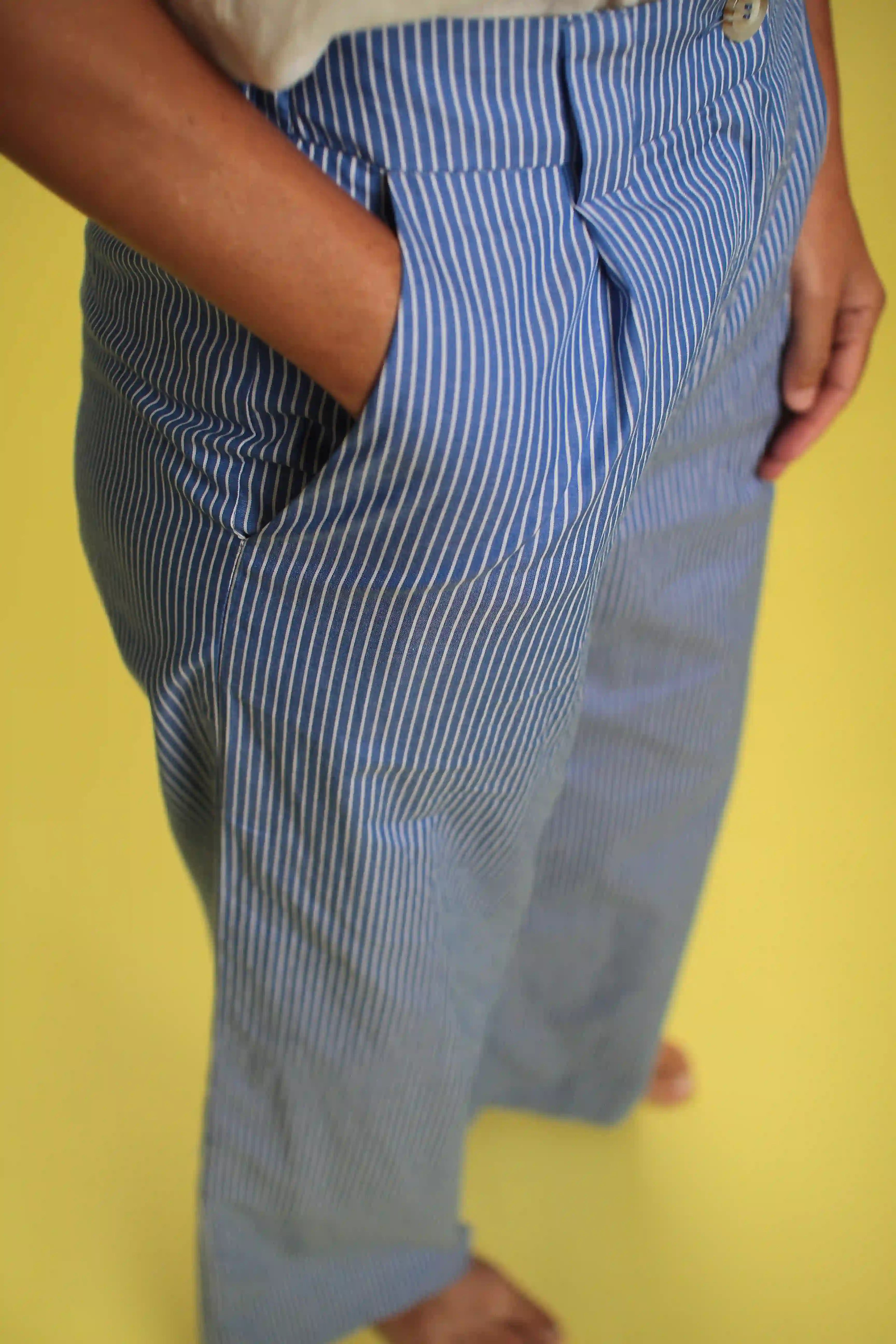 Pantalon Dustin Coton Rayée Bleu/blanc