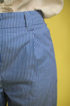 Pantalon Dustin Coton Rayée Bleu/blanc