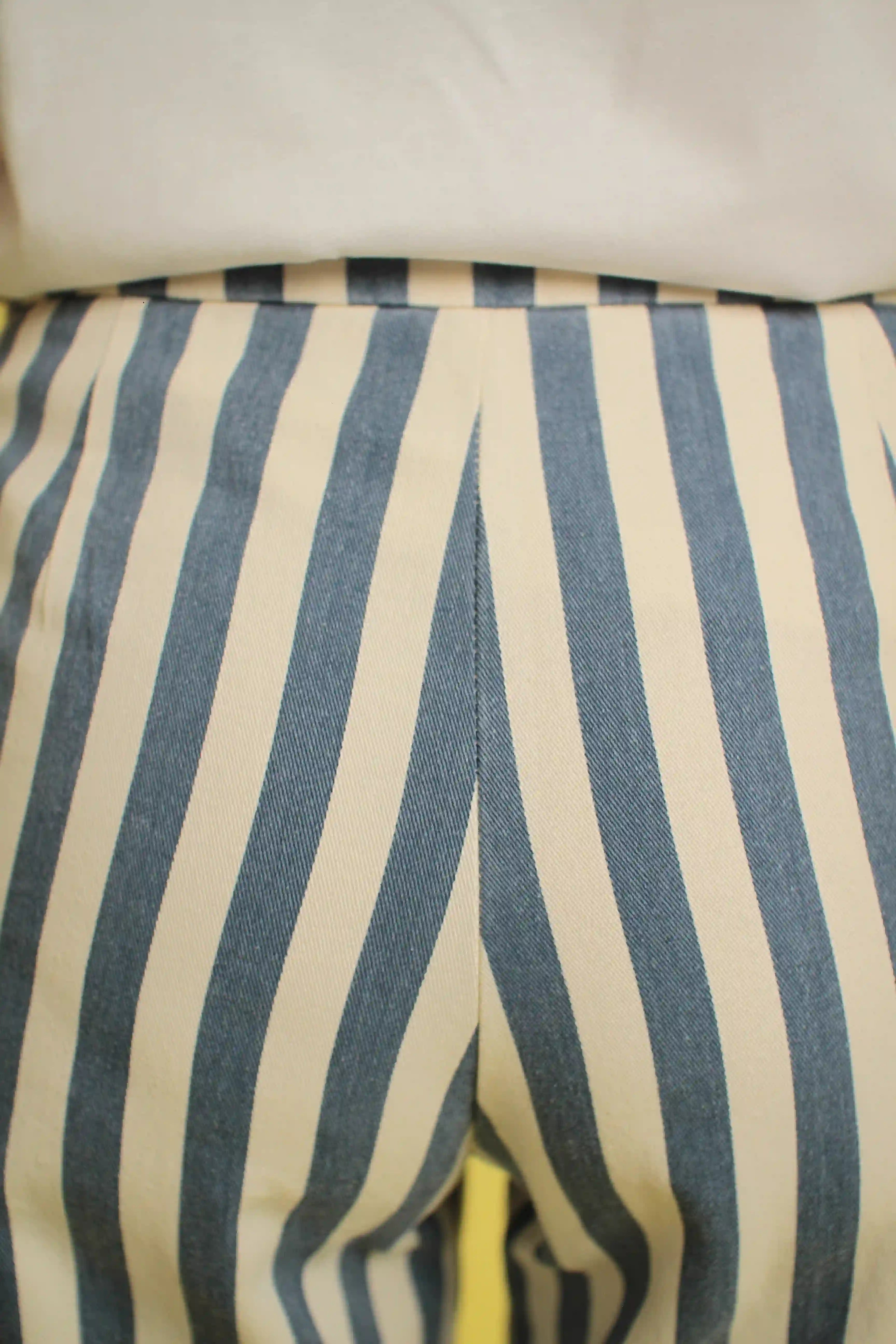 Pantalon Hana Coton Rayée Beige/Jeans