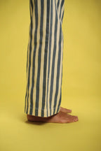 Pantalon Hana Coton Rayée Beige/Jeans