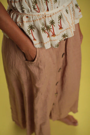 Jupe Rosa Taupe en lin