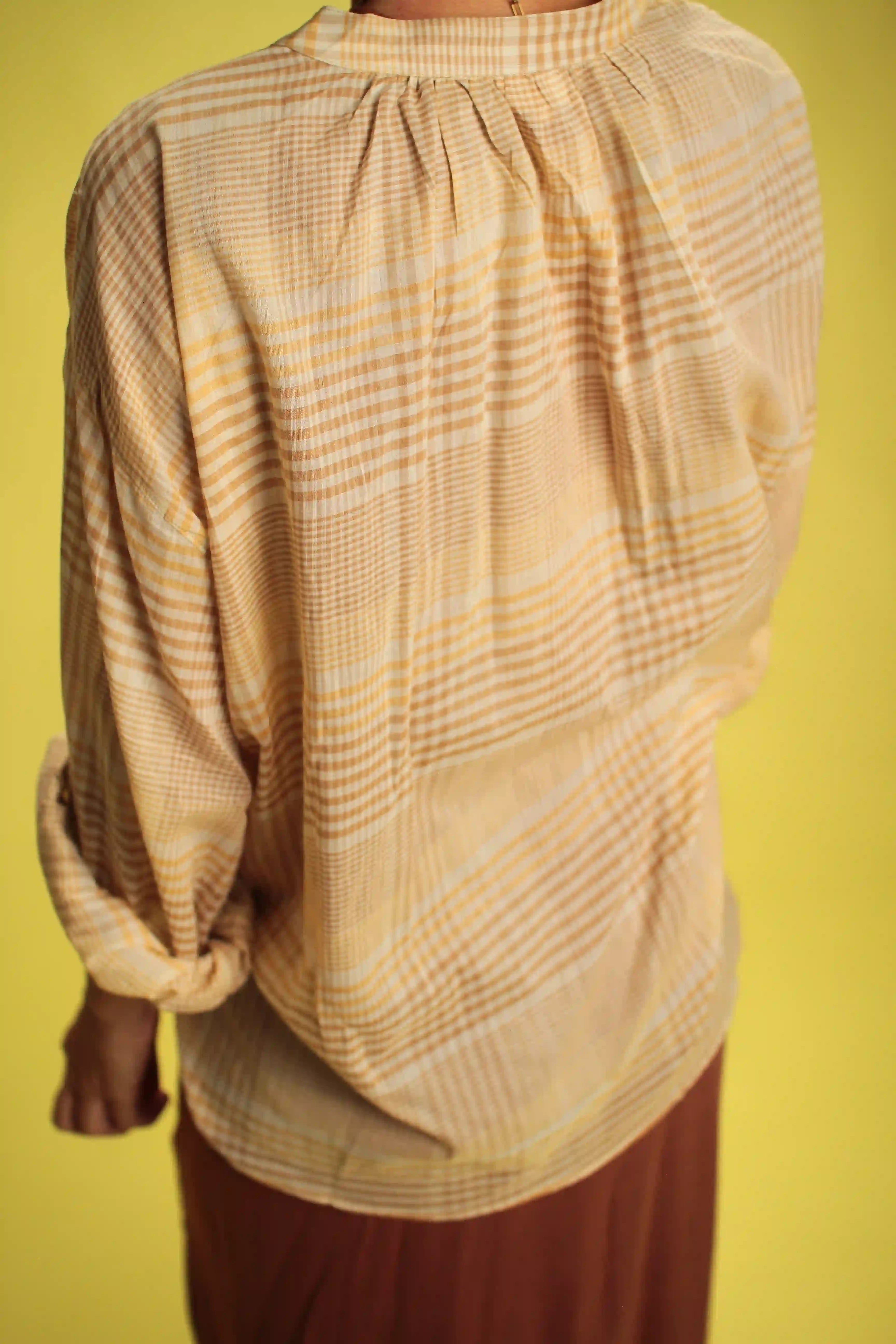 Chemise Caroline carreaux Beige