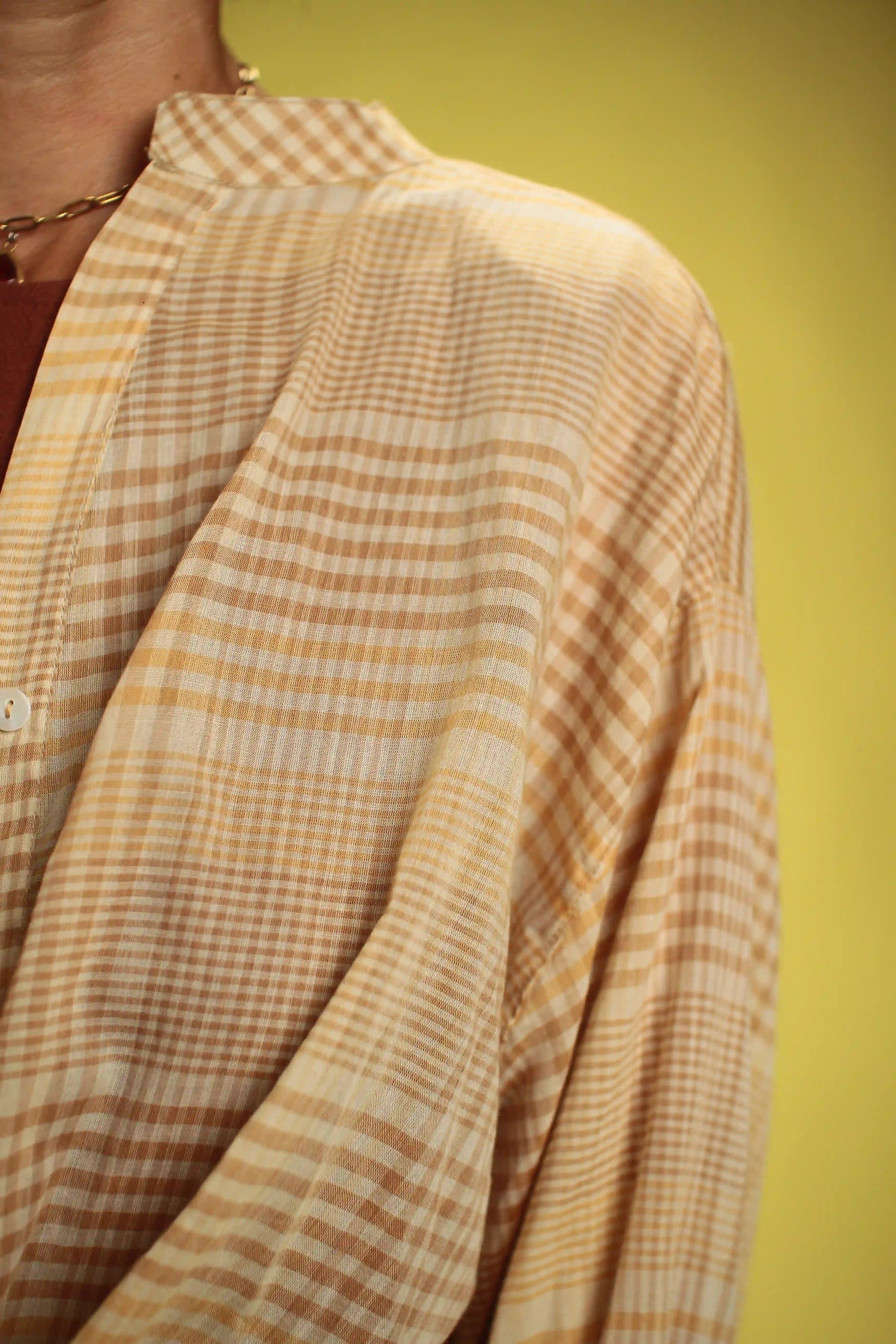 Chemise Caroline carreaux Beige