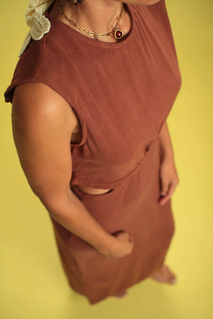 Robe Monica choco lin viscose