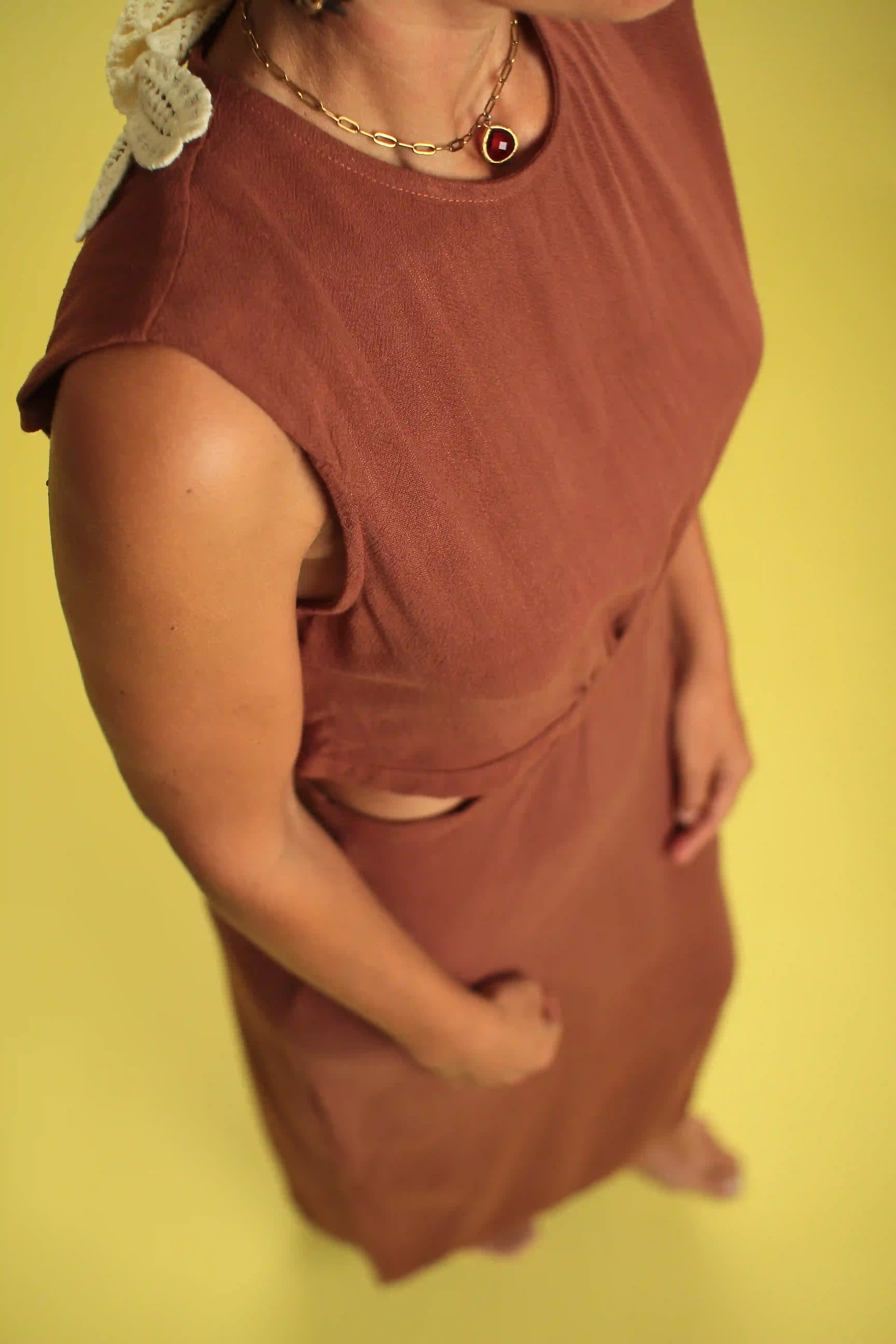 Robe Monica choco lin viscose
