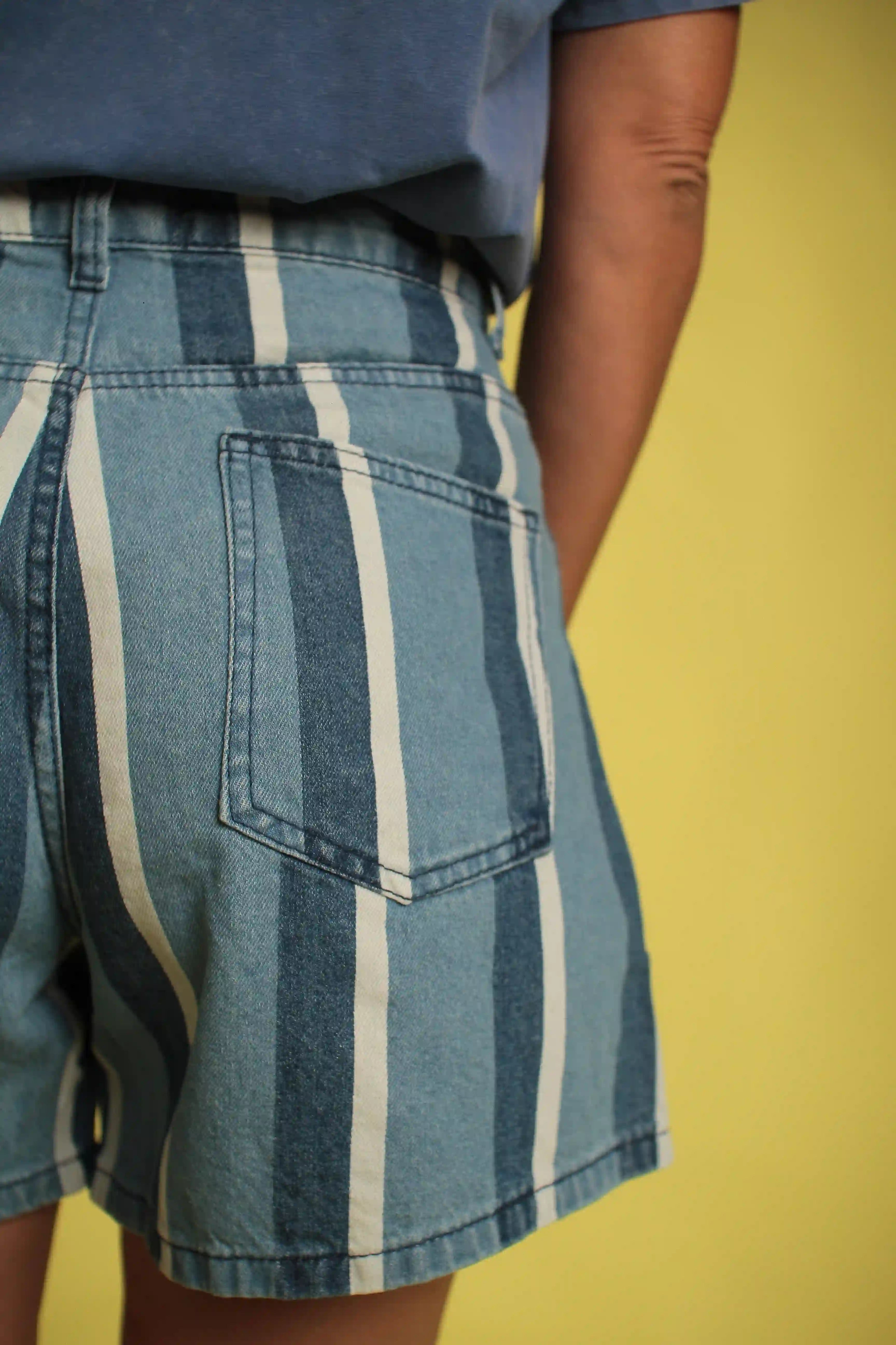 Short Harlo Rayé bleu/blanc