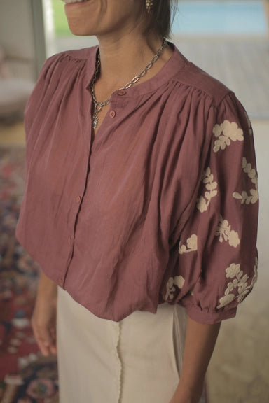 Blouse Carmen coton Bordeaux