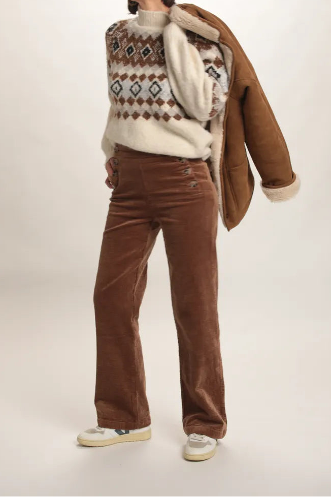 Pantalon Corvette velours côtelé Noisette