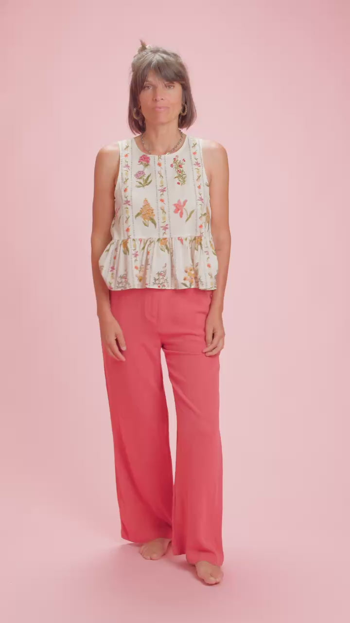 Top "bloom" coton volant fleuri