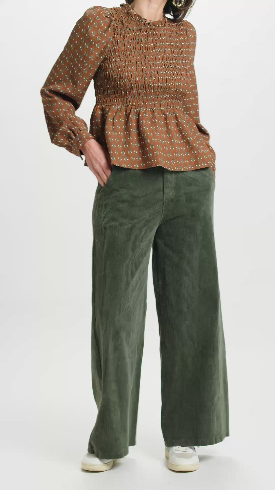 Pantalon Aliénor velours côtelé vert