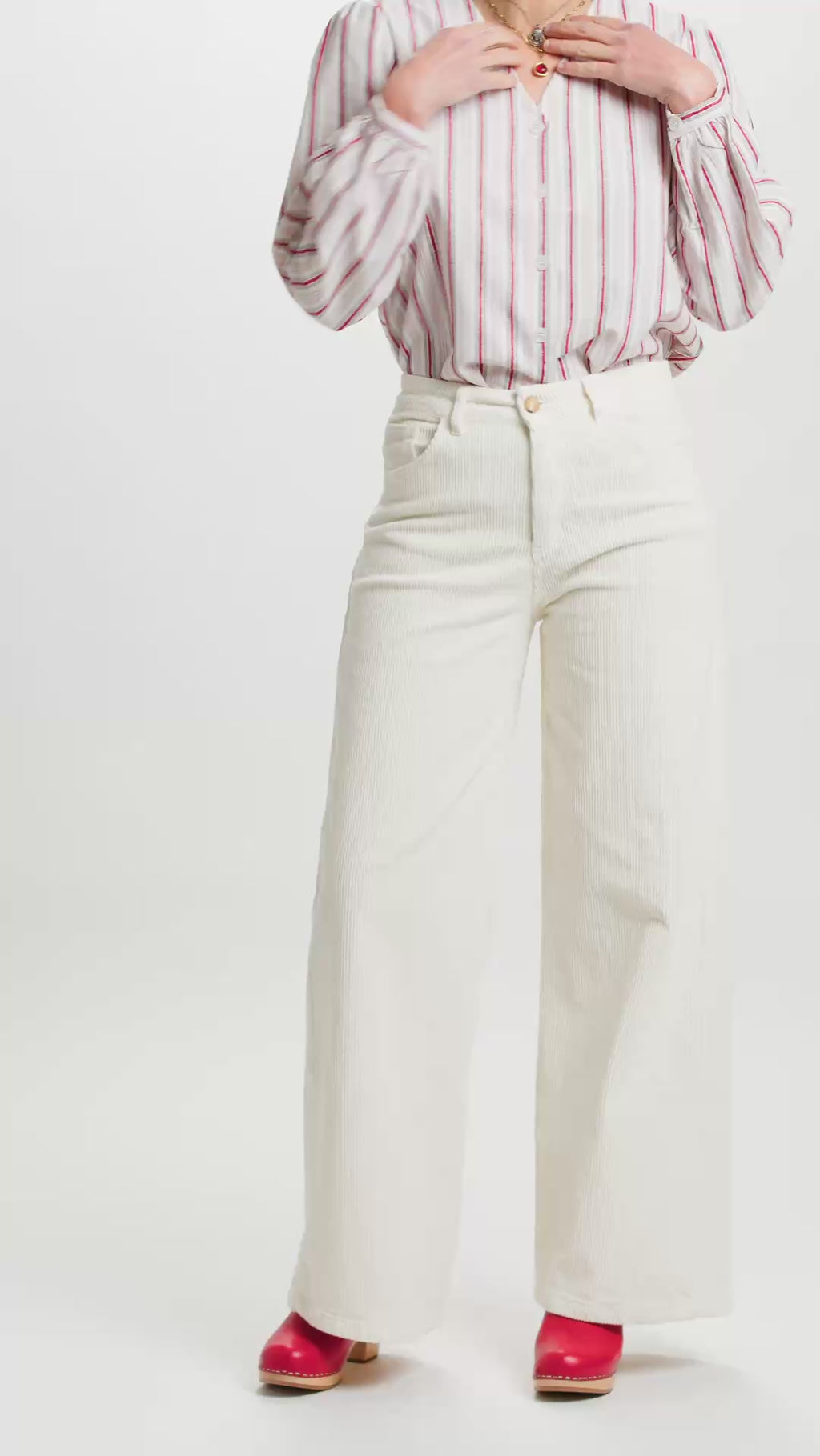 Chemise Toniño rayée blanc/rouge