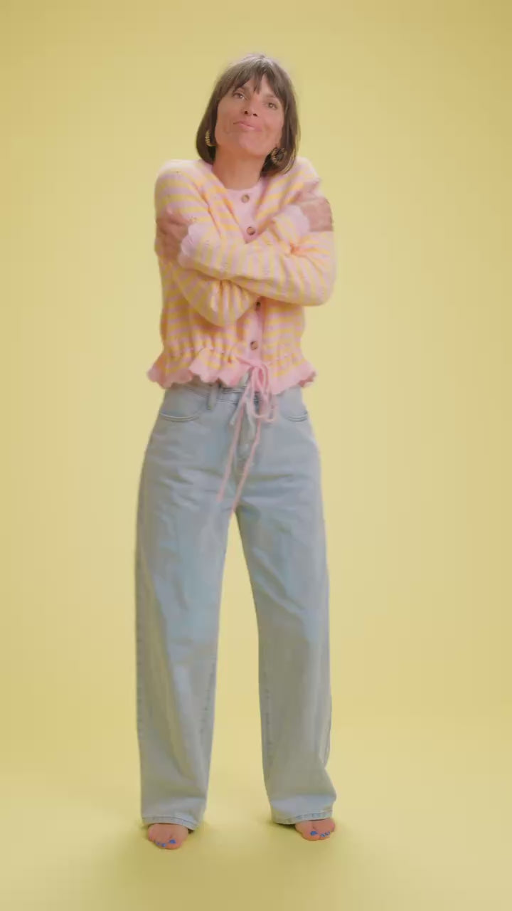 Gilet Kitty Rayé Rose/Jaune