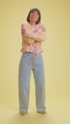 Gilet Kitty Rayé Rose/Jaune