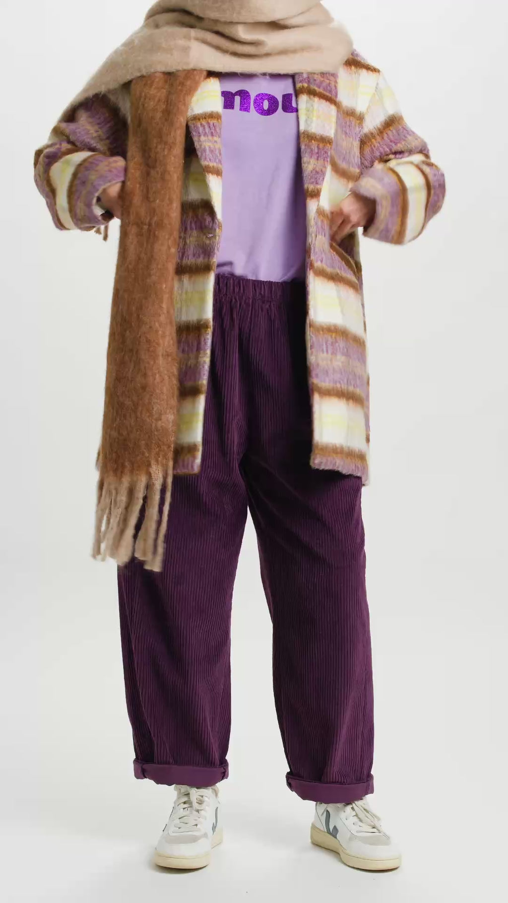 Manteau Vivia à carreaux Mauve