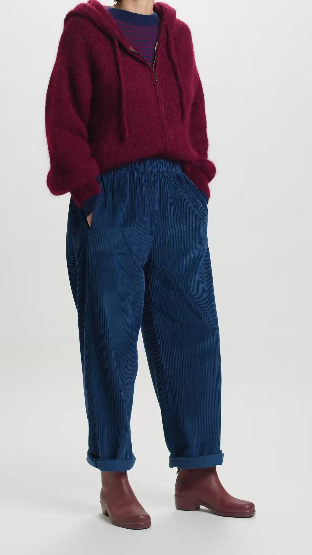 Pull Sacha cachemire bordeaux/bleu marine