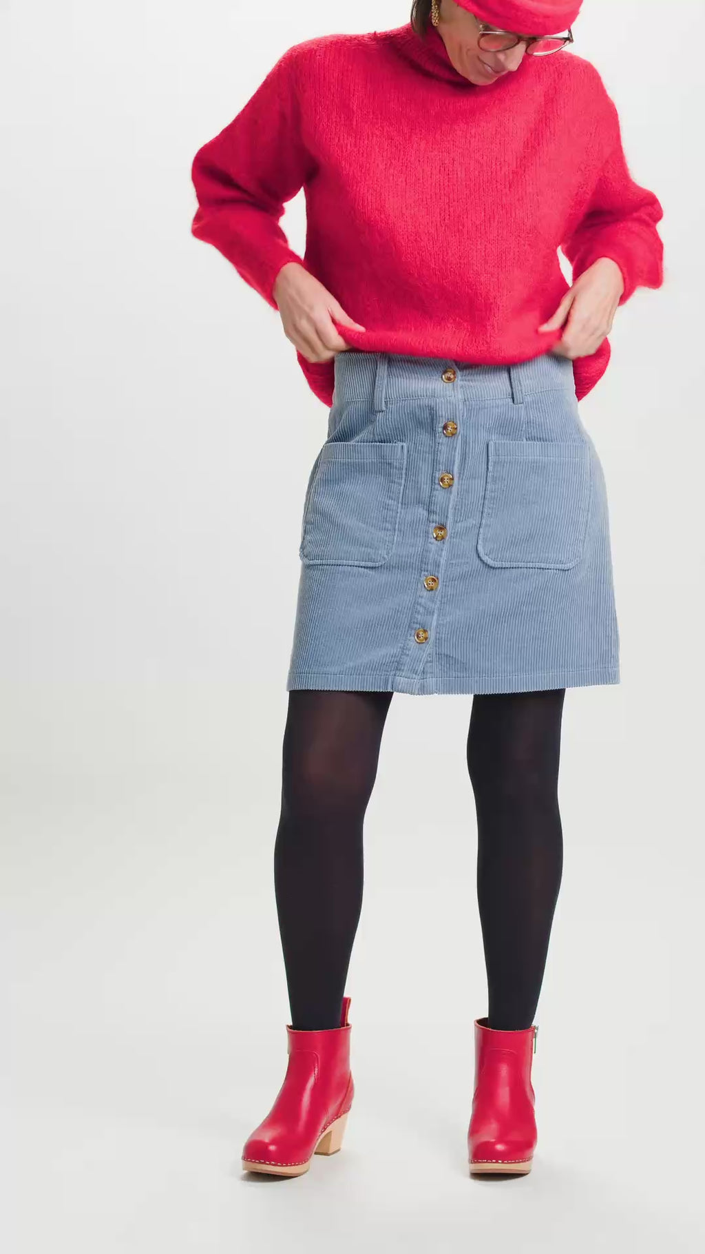 Jupe Jerry velours cotelé bleu jeans