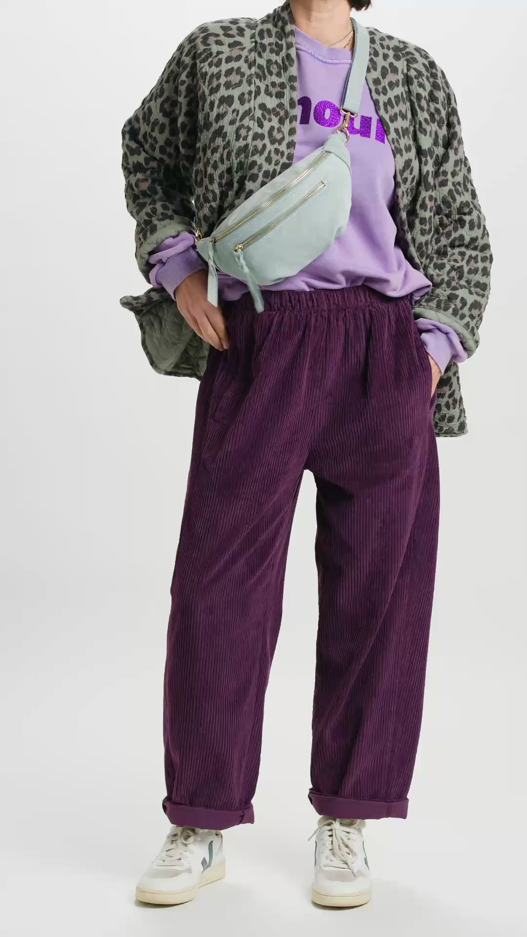 Veste Yoko Kimono Leopard Kaki