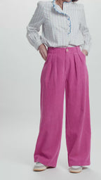 Pantalon Daphnée velours côtelé rose