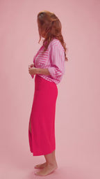 Chemise Gas manches longues coton rayée rose/rouge