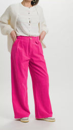 Pantalon Daphnée velours côtelé rose