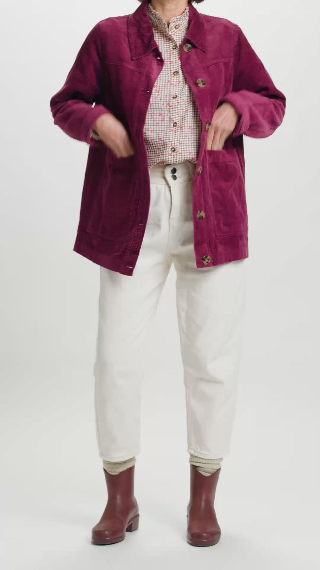 Veste Gina velours côtelé prune