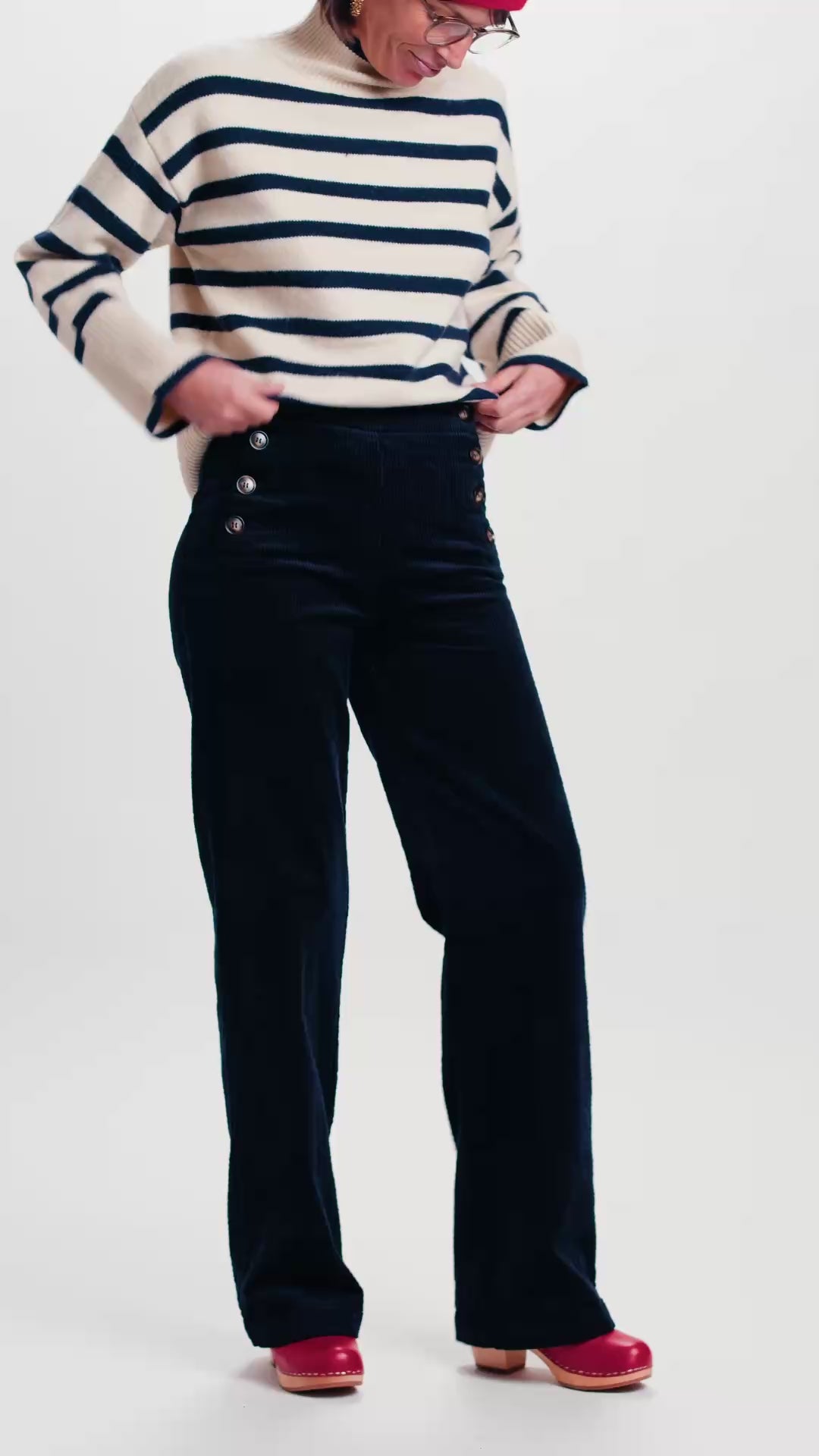 Pull Monroe rayé beige/bleu marine